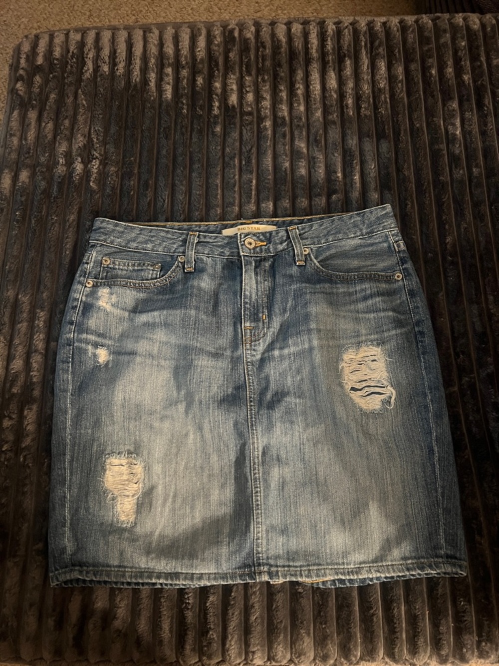 Big Star Light Blue Distressed Denim Mini Skirt